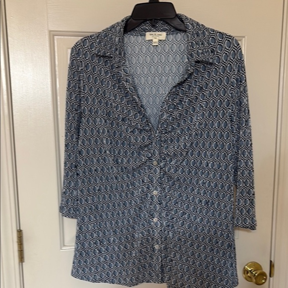 Kim & Cami Geometric Blue Shirt